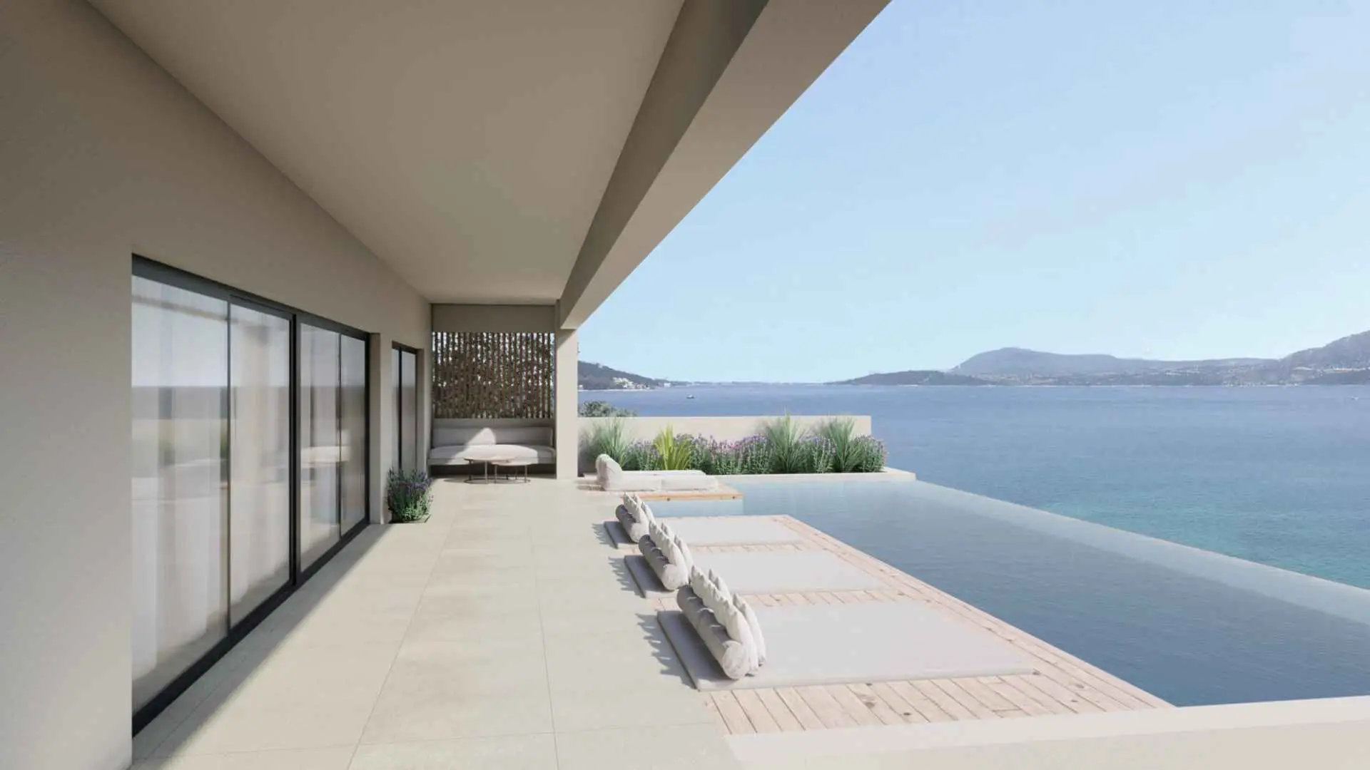 Luxury seafront villa in Nikiana, Lefkada with panoramic Ionian Sea views